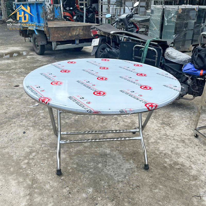 ban-an-tron-inox Bàn Ăn Inox Tròn 1m2 Gấp Gọn Tiện Lợi