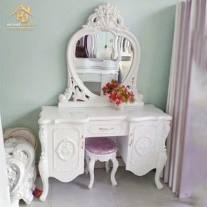 Bàn Trang Điểm Tân Cổ Điển Gương Lớn Hoa Văn Sang Trọng