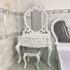Bàn Trang Điểm Gỗ Chạm Khắc Hoa Hồng Màu Trắng