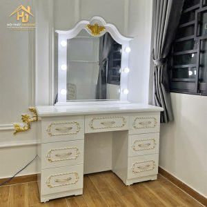 Bàn Trang Điểm Gỗ Gương Đèn Makeup Kiểu Studio Hiện Đại