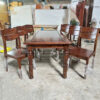 Bộ Bàn Ăn Gỗ 6 Ghế Lưng Cong, Chân Bàn Trạm Trỗ Đẹp Mắt