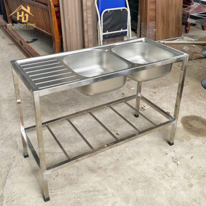 Bồn Rửa Inox Hai Hộc Có Bàn Chờ 2 bon rua inox 8