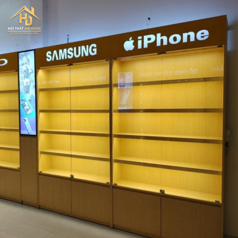 chất liệu tủ trưng bày điện thoại