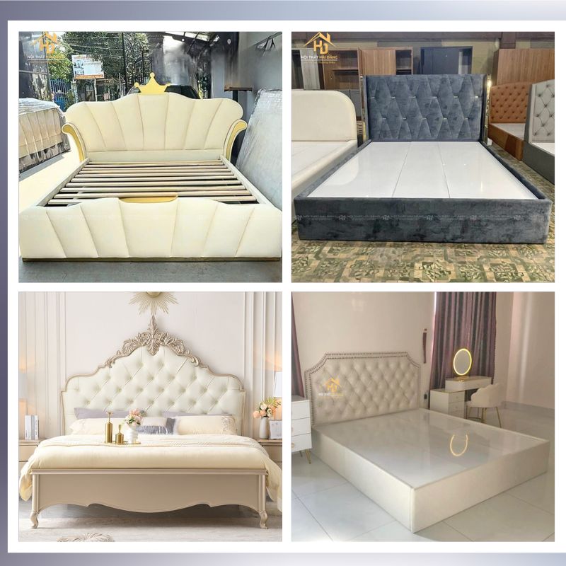 giường tân cổ điển gỗ công nghiệp