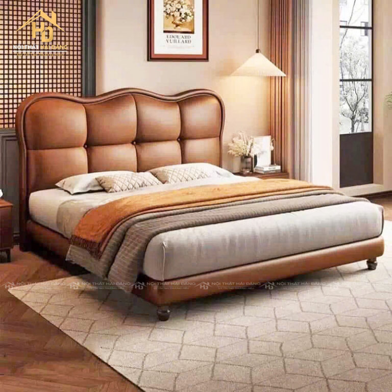 giường ngủ bọc da thật