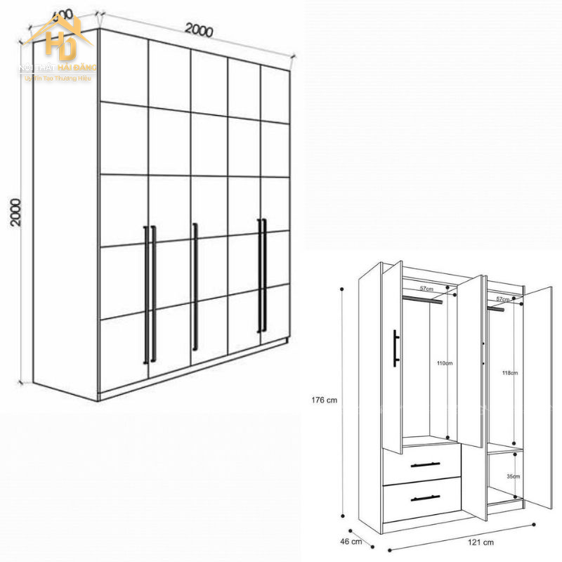 kích thước tủ quần áo