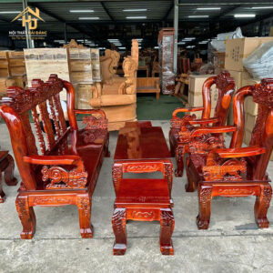 Bộ Salon Gỗ Chạm Khắc Phúc Lộc Thọ Sang Trọng