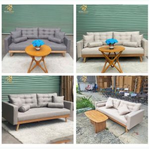 Sofa Bọc Vải, Chân Gỗ Chắc Chắn Có Gối Tựa (Nhiều Màu)