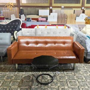 Sofa Bed Có Tay Vịn Màu Da Bò Sang Trọng
