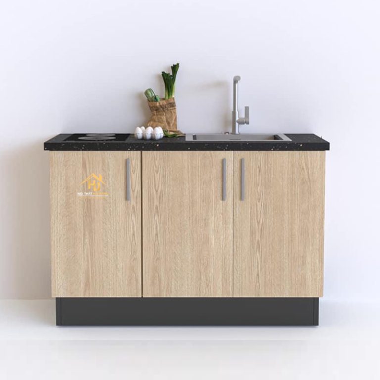 tủ bếp chữ I vân gỗ