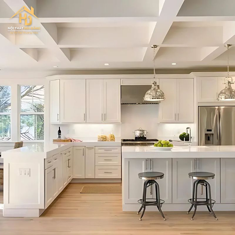 tủ bếp tân cổ điển chữ L