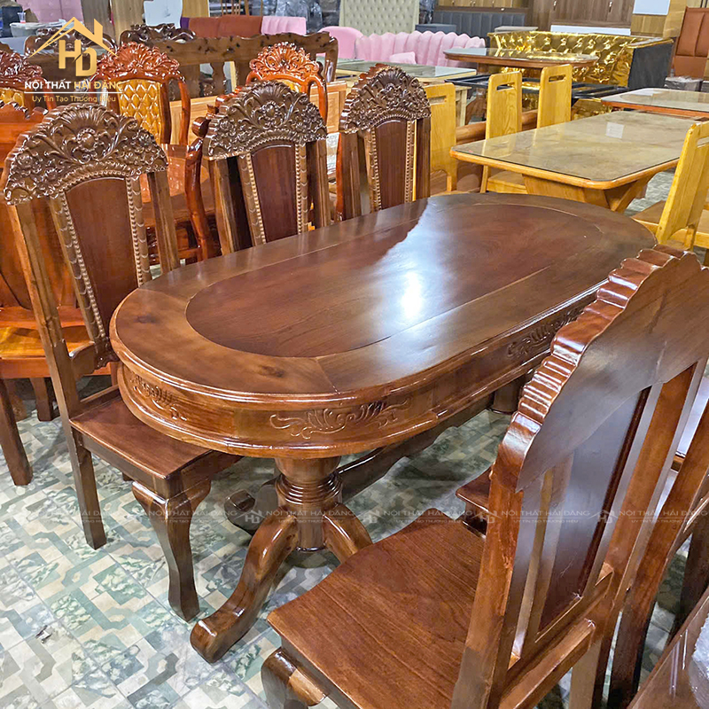 z6903396648827_a96c9b0f0f01edef865ce017da9cd489 Bộ Bàn Ăn Gỗ Tự Nhiên Hình Oval Màu Nhớt 6 Ghế