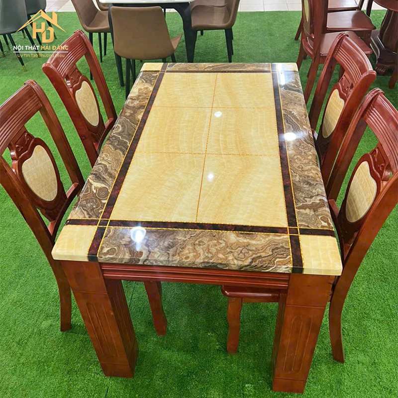 Bộ Bàn Ăn Mặt Đá 6 Ghế Lưng Họa Tiết Độc Đáo ( 2 Màu) ban-an-6-ghe-6 Bộ Bàn Ăn Mặt Đá 6 Ghế Lưng Họa Tiết Độc Đáo ( 2 Màu)