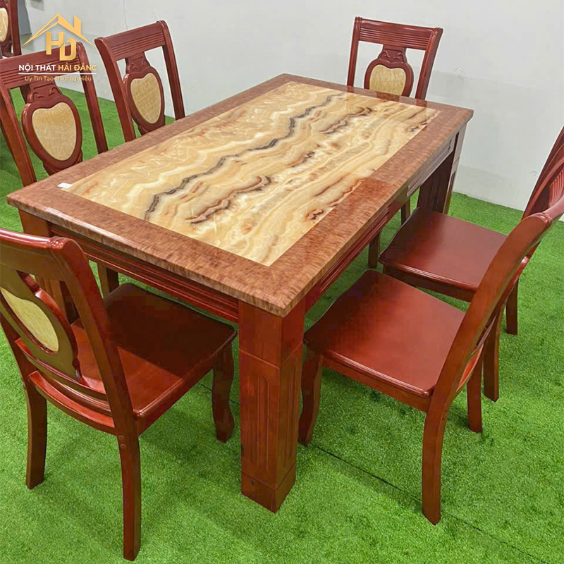 Bộ Bàn Ăn Mặt Đá 6 Ghế Lưng Họa Tiết Độc Đáo ( 2 Màu) ban-an-6-ghe-7 Bộ Bàn Ăn Mặt Đá 6 Ghế Lưng Họa Tiết Độc Đáo ( 2 Màu)