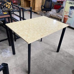 Bàn Mặt Gỗ Giả Đá Màu Vàng, Chân Sắt Chắc Chắn 2 ban gia da 4