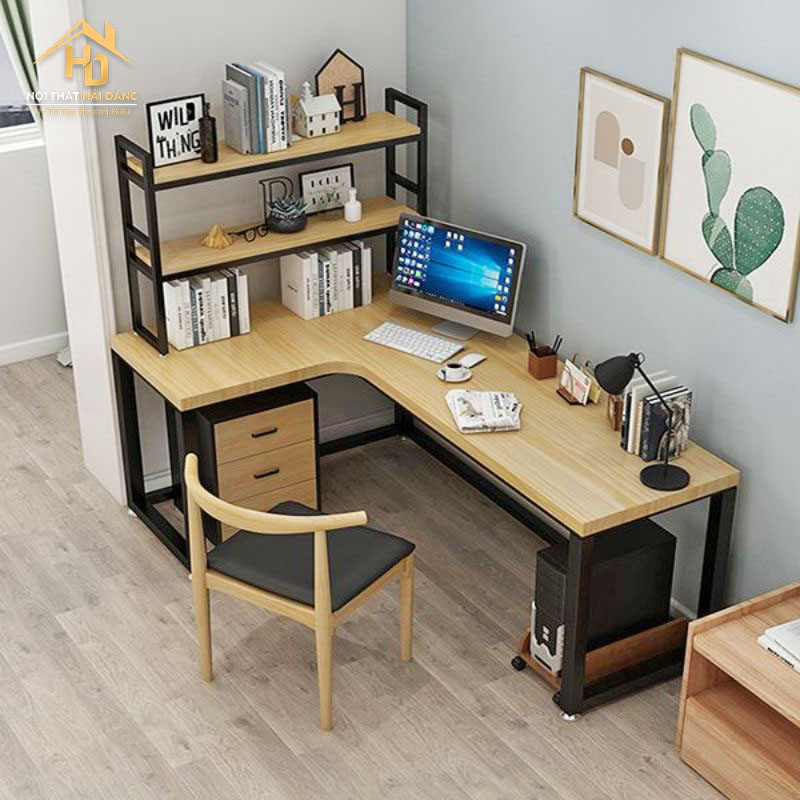 ban-kem-ke-chu-L TOP 10 Mẫu Bàn Làm Việc Kết Hợp Kệ Sách Hiện Đại, Đa Năng
