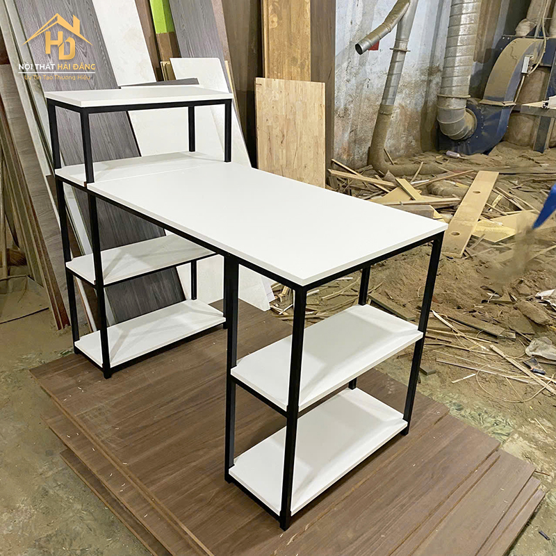 ban-lam-viec-2 Bàn Làm Việc Kèm Kệ Sách Gỗ MDF Khung Sắt