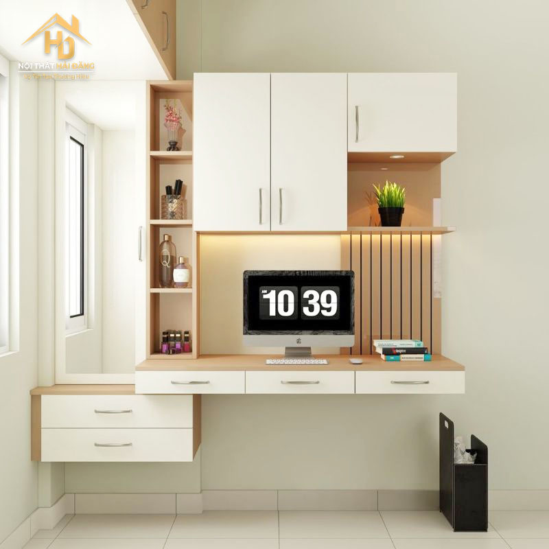 ban-lam-viec-ke-treo-tuong TOP 10 Mẫu Bàn Làm Việc Kết Hợp Kệ Sách Hiện Đại, Đa Năng