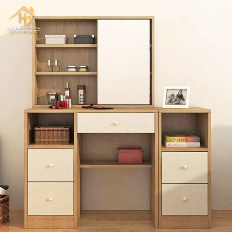 ban-lam-viec-ket-hop-trang-diem-co-ke-sach TOP 10 Bàn Làm Việc Kết Hợp Bàn Trang Điểm Đẹp & Tiện Dụng