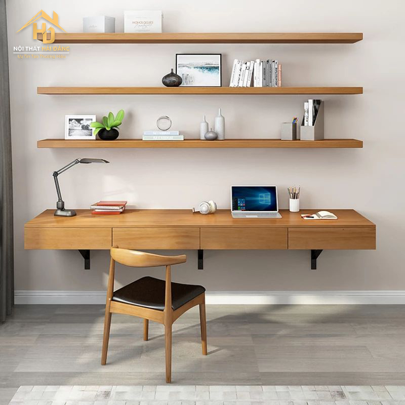 ban-lam-viec-ket-ke-sach-treo-tuong Khám Phá Các Mẫu Bàn Làm Việc Kết Hợp Đẹp & Hot Nhất