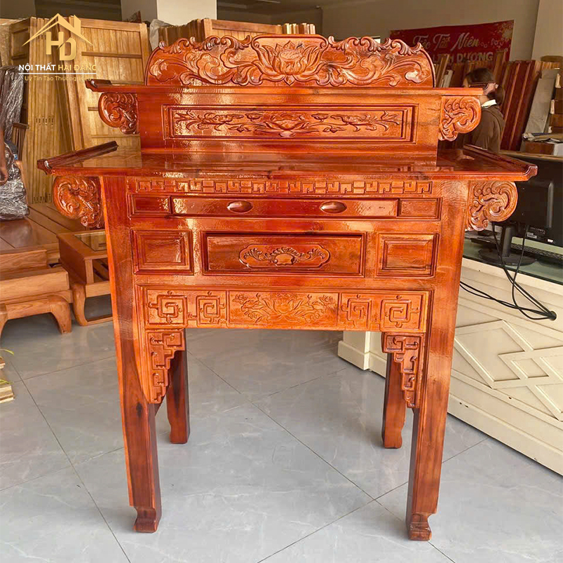 ban-tho-2-tang-1 Bàn Thờ Gỗ Đứng Hai Tầng Chạm Sen Tinh Tế (2 Màu)