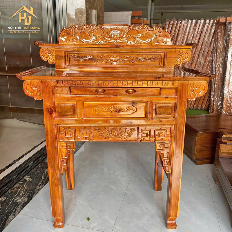 ban-tho-2-tang-2 Bàn Thờ Gỗ Đứng Hai Tầng Chạm Sen Tinh Tế (2 Màu)