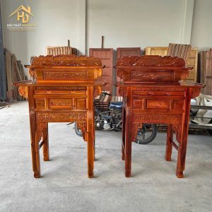 Bàn Thờ Gỗ Đứng Hai Tầng Chạm Sen Tinh Tế (2 Màu)