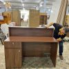 Quầy Lễ Tân Gỗ Có Hộc Tủ Màu Nâu Hiện Đại