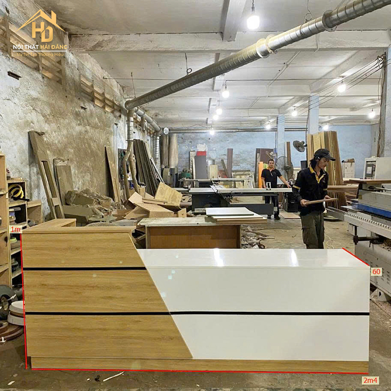 Quầy Lễ Tân Gỗ Thiết Kế Phối Chỉ Dài 2M4 quay-le-tan-15 Quầy Lễ Tân Gỗ Thiết Kế Phối Chỉ Dài 2M4