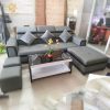 Sofa Da 2m Màu Xám Sang Trọng Cho Phòng Khách