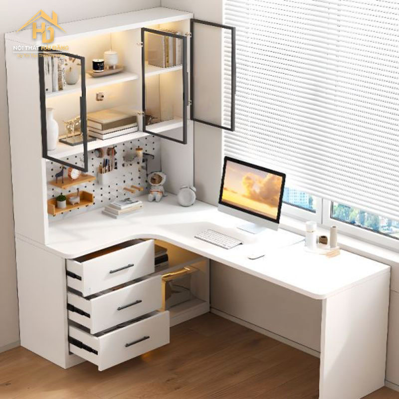 tien-ich-cua-ban-lam-viec-co-ke-sach TOP 10 Mẫu Bàn Làm Việc Kết Hợp Kệ Sách Hiện Đại, Đa Năng