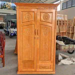 Tủ  Quần Áo Gỗ 2 Cánh Đẹp Mắt Kèm Ngăn Kéo Đa Dụng