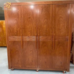 Tủ Quần Áo 4 Cánh Màu Nâu Vân Gỗ Đẹp Mắt