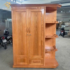 Tủ Quần Áo Gỗ 2 Cánh Có Kệ Góc Trang Trí