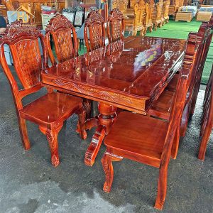 Bộ Bàn Ăn Vuông Tràm 6 Ghế Sang Trọng