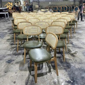 Ghế Cafe Tựa Lưng Mây Tự Nhiên Bọc Nệm