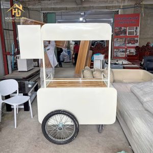 Xe Cafe Take Away Sắt Màu Kem Đơn Giản