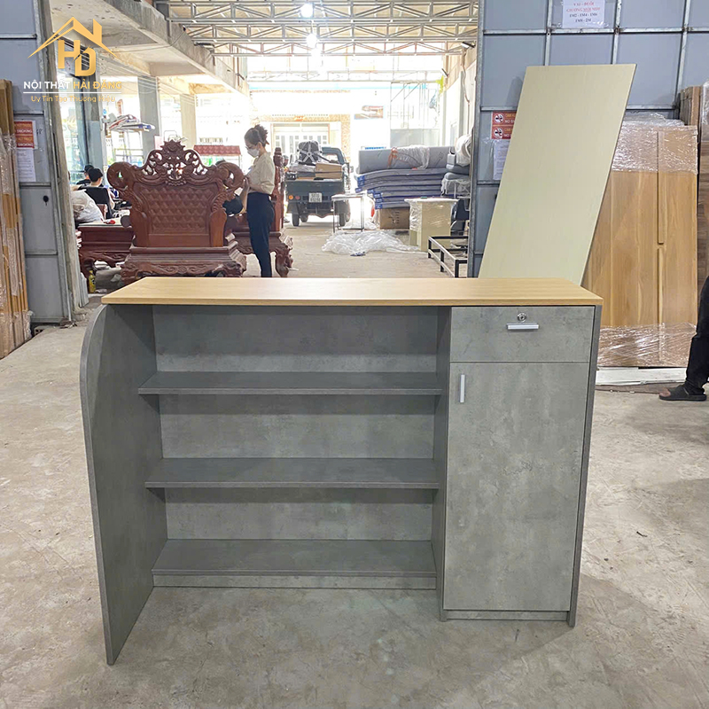 quay-le-tan-hai-dang-7 Quầy Lễ Tân Spa Nail Xám Gỗ MDF Bền Đẹp