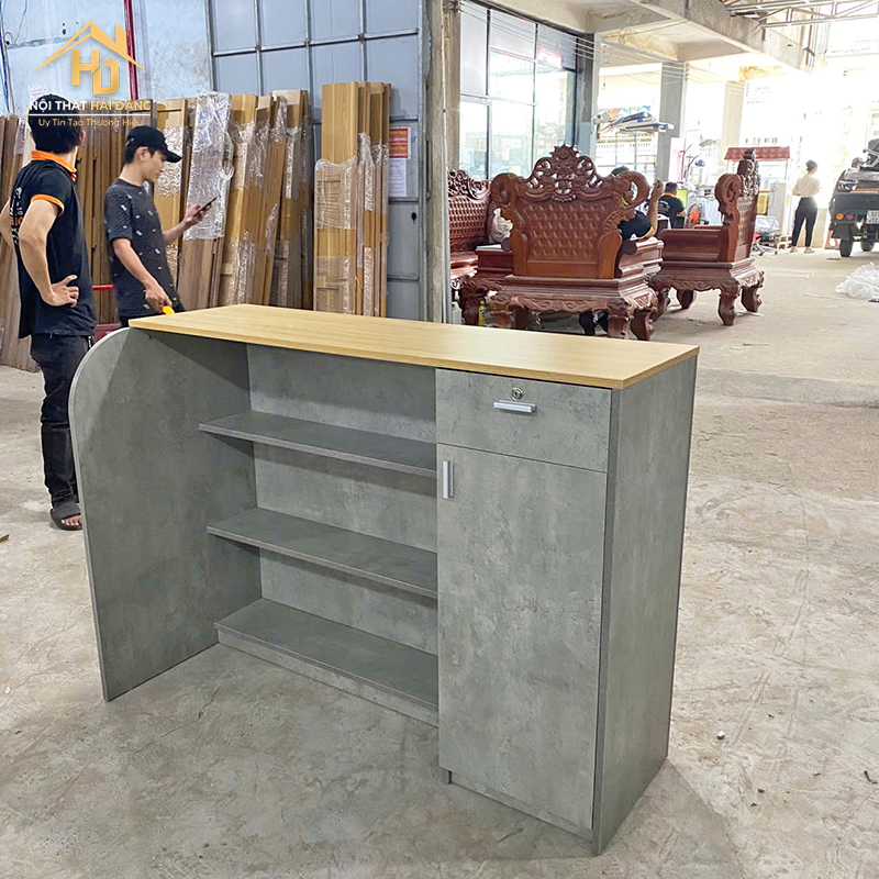 quay-le-tan-hai-dang-8 Quầy Lễ Tân Spa Nail Xám Gỗ MDF Bền Đẹp