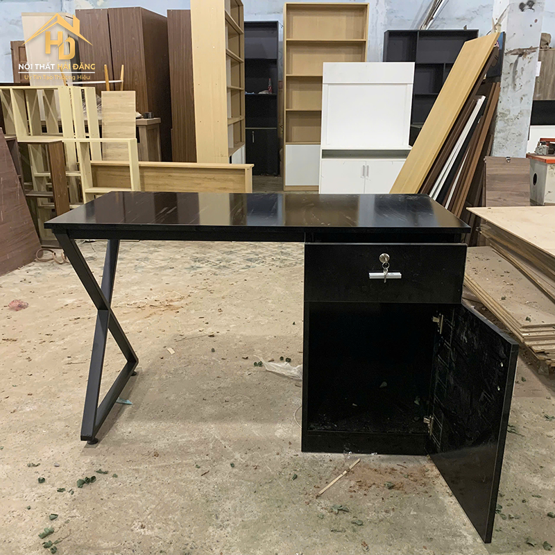 Bàn Làm Việc Chân Sắt Chữ X 1m2x60cm Có Hộc Tủ ban-lam-viec-36 Bàn Làm Việc Chân Sắt Chữ X 1m2x60cm Có Hộc Tủ