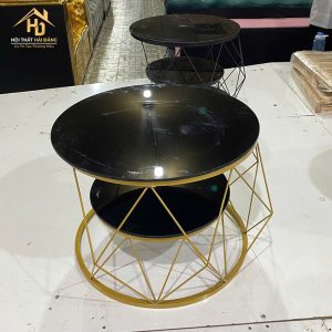 bàn sofa mặt đá 2 tầng