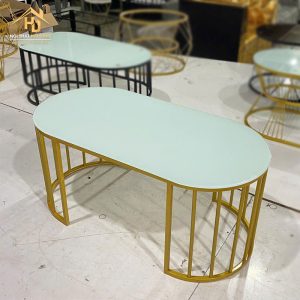 bàn sofa mặt kính chân sắt