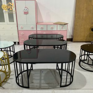 bàn sofa mặt kính đen