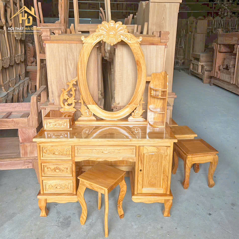 Bàn Trang Điểm Gỗ Tự Nhiên Gương Oval Sang Trọng ban-trang-diem-15 Bàn Trang Điểm Gỗ Tự Nhiên Gương Oval Sang Trọng