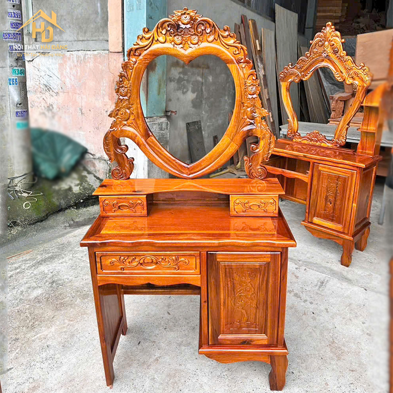 Bàn Phấn Gỗ Gương Trái Tim Dáng Cổ Điển ban-trang-diem-23 Bàn Phấn Gỗ Gương Trái Tim Dáng Cổ Điển