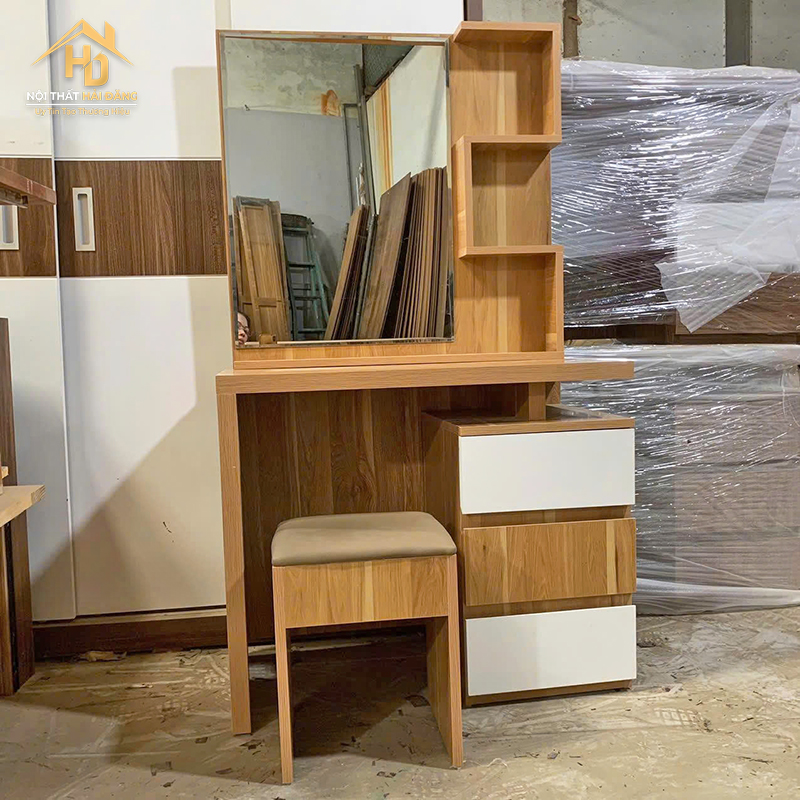 Bàn Trang Điểm Gỗ MDF Ngăn Kéo Phối Trắng ban-trang-diem-mdf-4 Bàn Trang Điểm Gỗ MDF Ngăn Kéo Phối Trắng