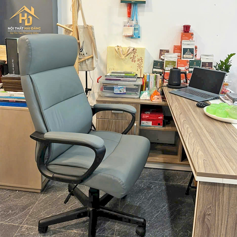 Ghế Xoay Bọc Da Văn Phòng Màu Xám Hiện Đại ghe-boc-da-1 Ghế Xoay Bọc Da Văn Phòng Màu Xám Hiện Đại