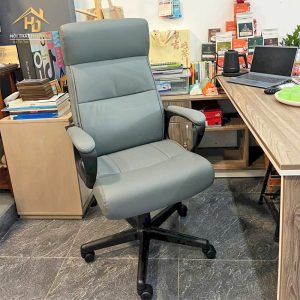 Ghế Xoay Bọc Da Văn Phòng Màu Xám Hiện Đại