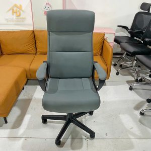 Ghế Xoay Bọc Da Văn Phòng Màu Xám Hiện Đại