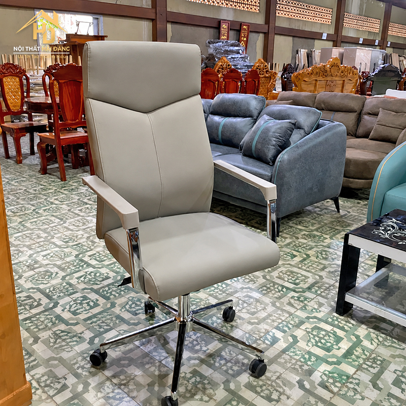 Ghế Trưởng Phòng Lưng Cao Bọc Da Êm Ái (2 Màu) ghe-boc-da-xam-1 Ghế Trưởng Phòng Lưng Cao Bọc Da Êm Ái (2 Màu)